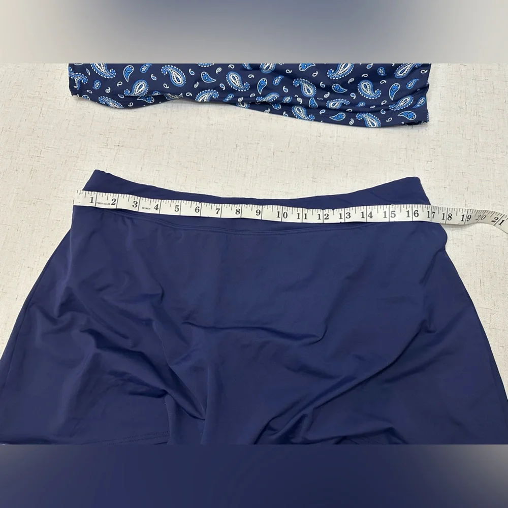 💜Lands' End Navy Swim Bra Tankini with Patterned Trim - Picture 4 of 11